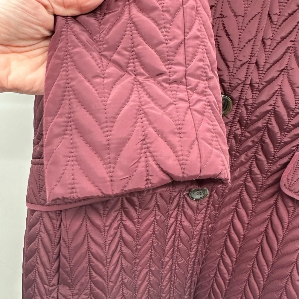 KATE SPADE L CHEVRON Leopard print Faux Fur removable collar QUILTED jacket